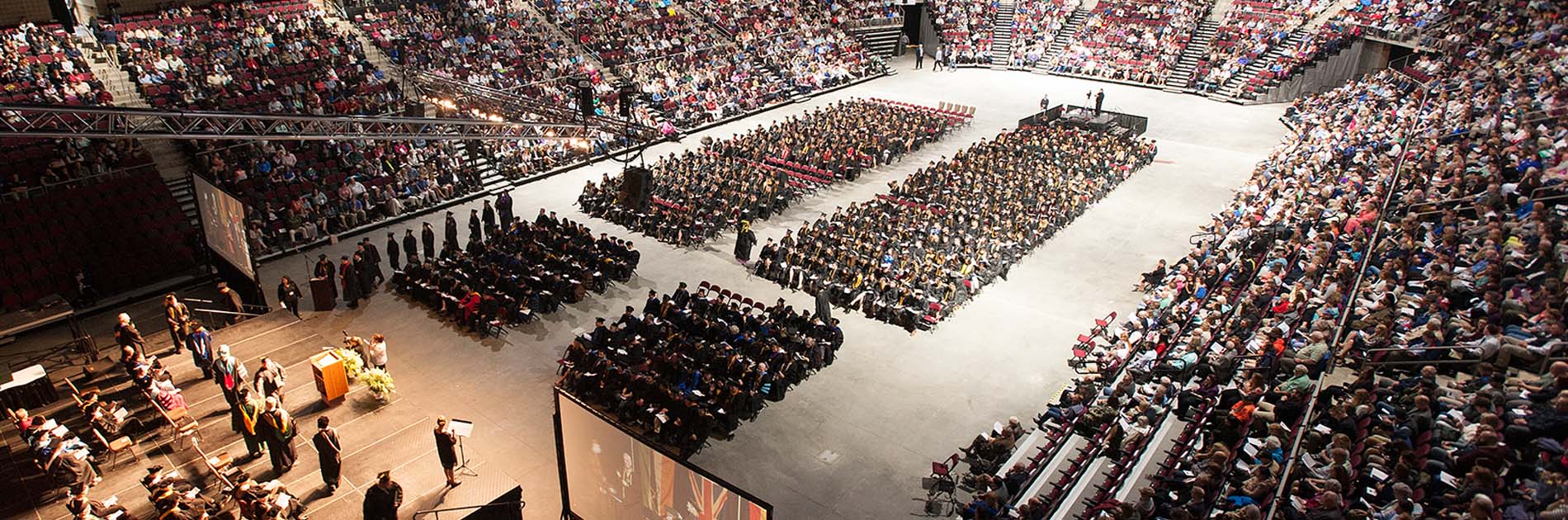 commencement exercises take place at the Cross Insurance Center