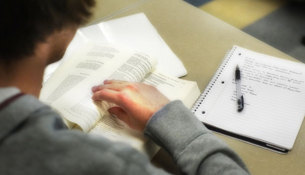 A student working on classwork