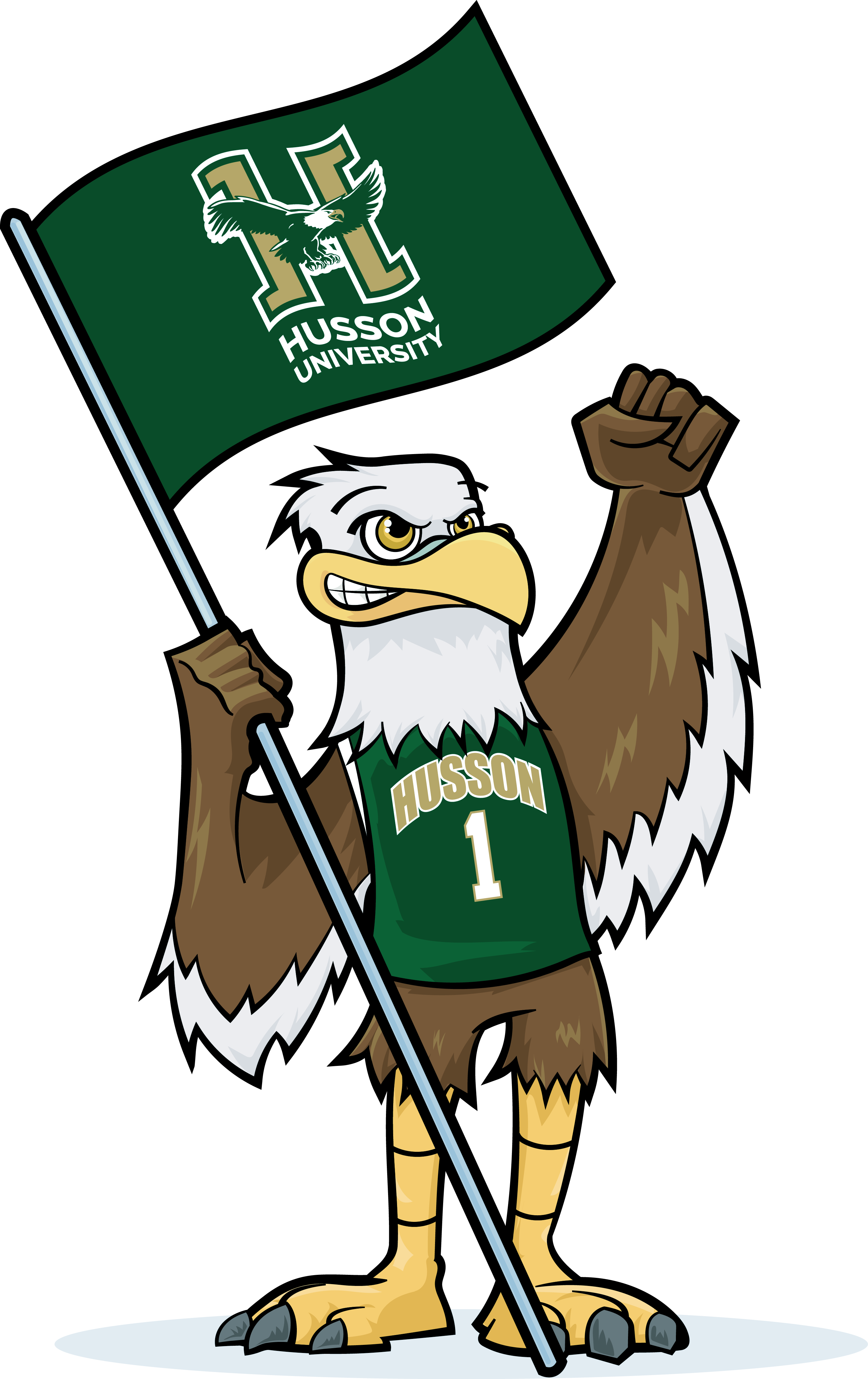 Baldwin holding a flag