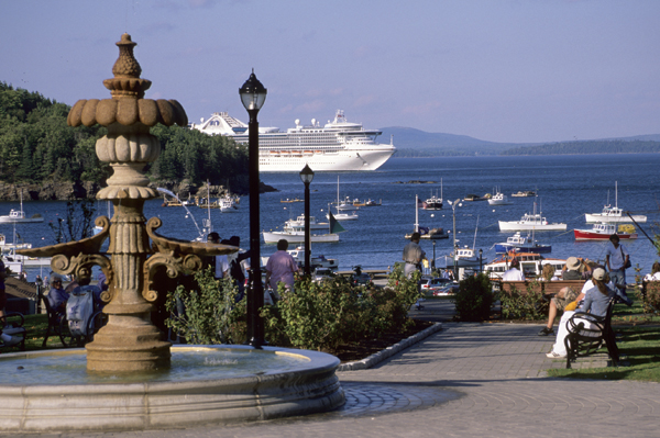 Cruise ships stop by in Bar Harbor, Maine