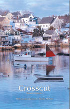The cover of the 2003 Crosscut Literary Magazine is a photograph of a lobster boat in a harbor in the winter time.