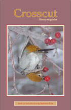 The cover of the 2005 Crosscut Literary Magazine is a photograph of a bird upside down on a berry bush in the middle of winter.