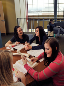 students at table