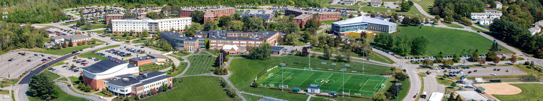 Aerial photo of the Husson University campus in Bangor.