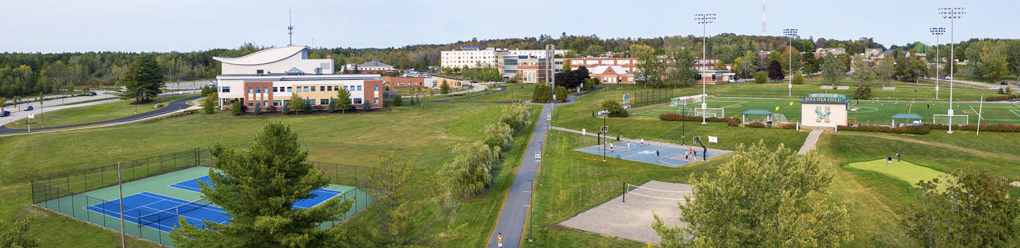 An aerial view of the Husson University campus