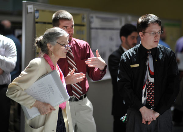 Students present the results of their research projects.