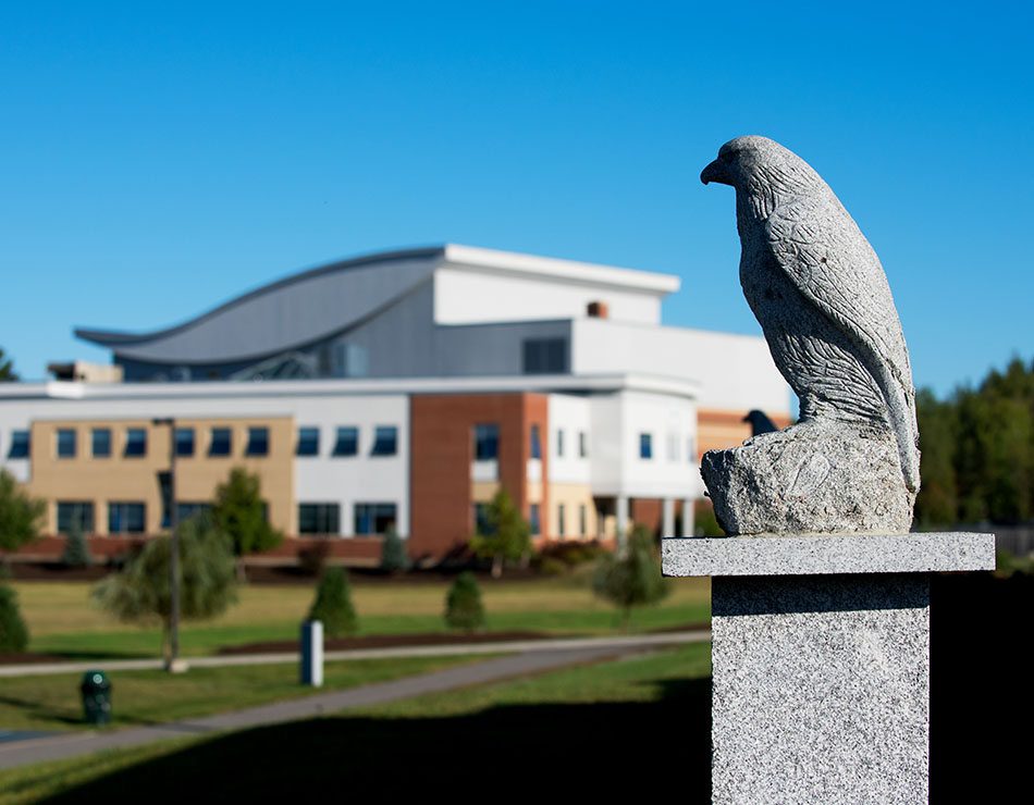 The Eagle statue on campus of Husson University