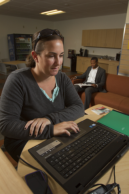 Student studying classroom