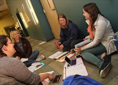 Students sitting and studying