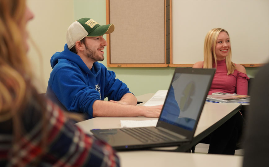 students studying in a classroom