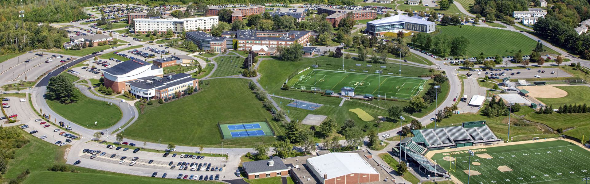 An aerial picture of the Husson University campus