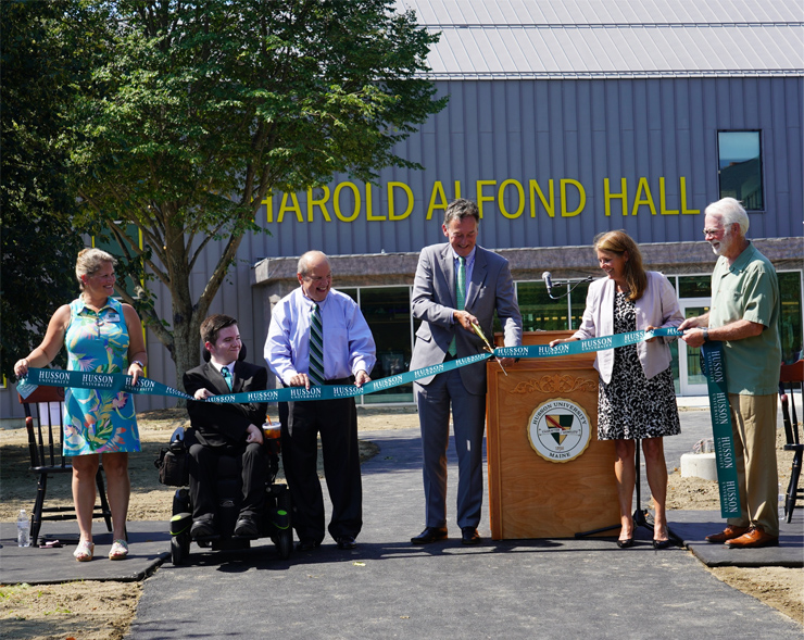 Ribbon cutting at the new Harold Alfond Hall