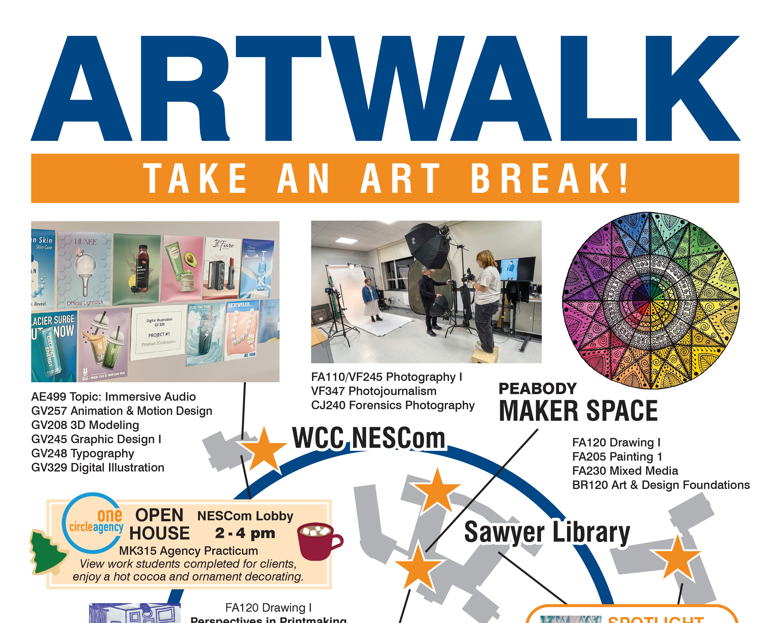 This is a decorative image that shows a colorful map with locations pointed out.