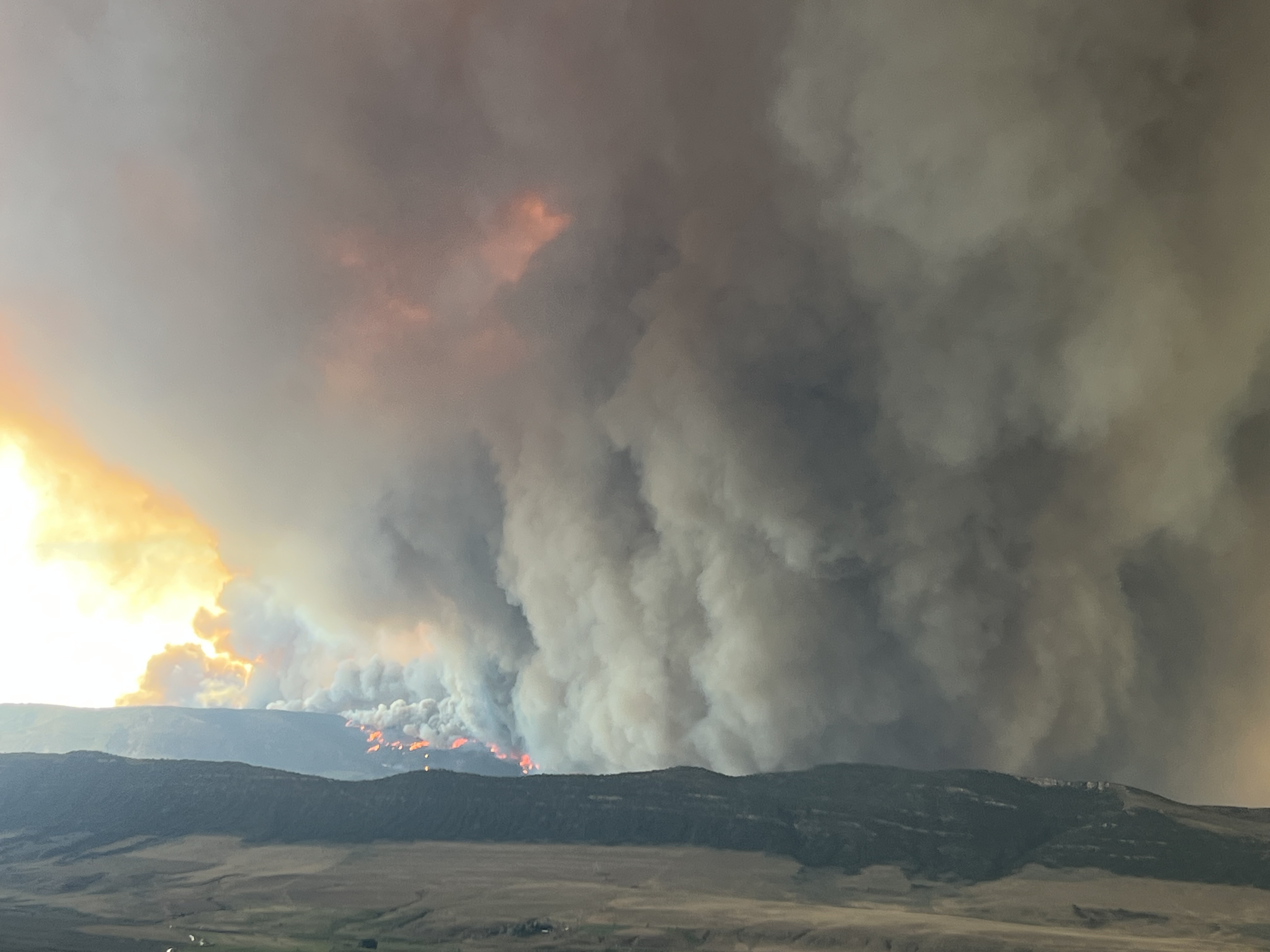 A smoky outdoor scene is shown.