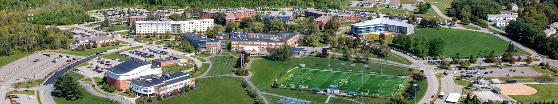 An aerial view of the campus of Husson University