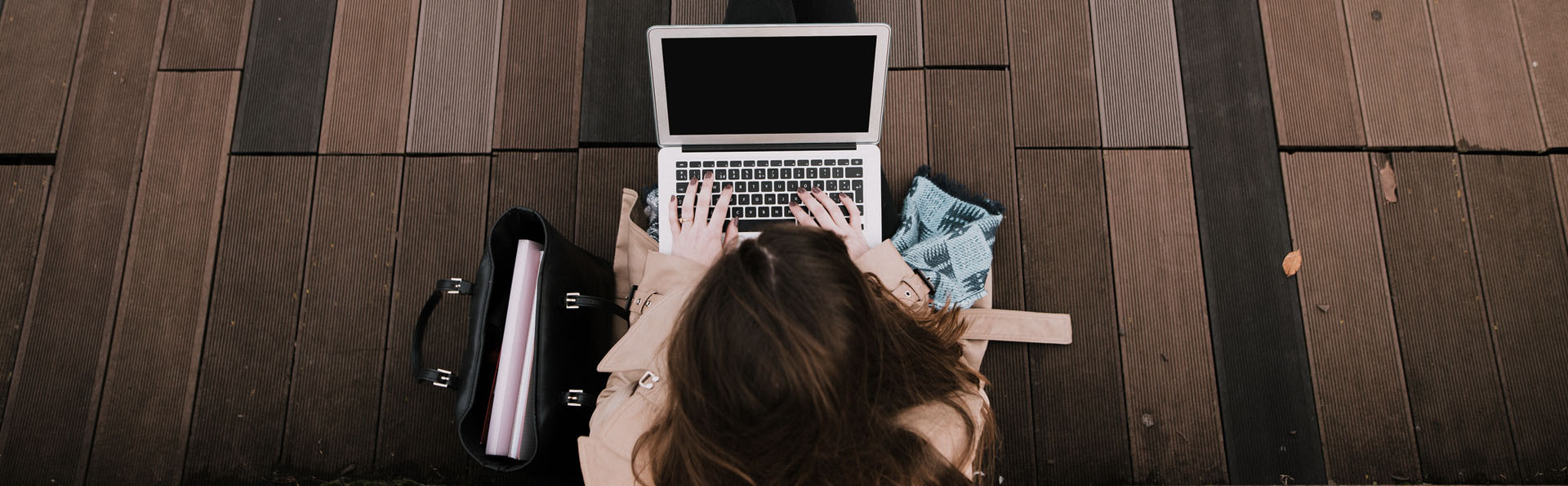 student working on laptop