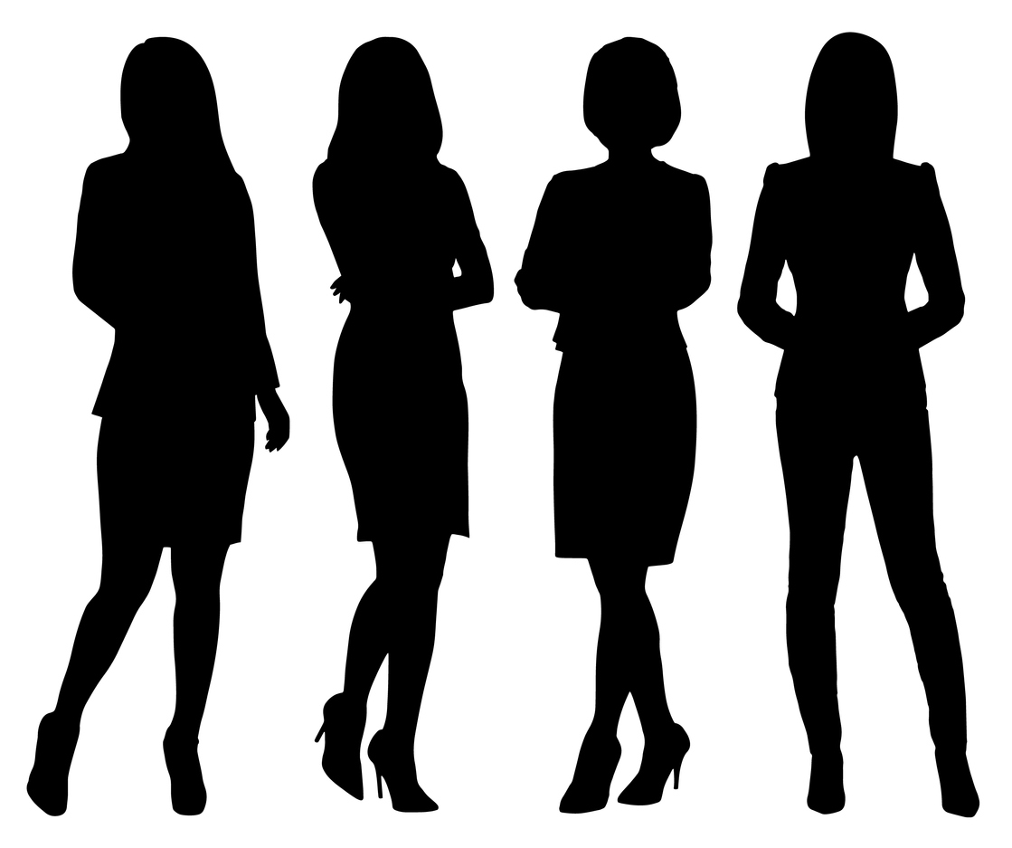 Silhouettes of four business women standing next to eachother.
