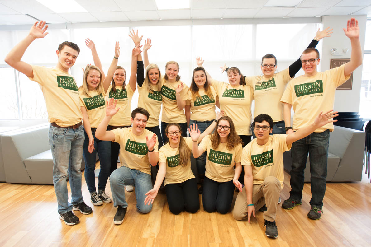 Eagle Ambassadors on the campus of Husson University