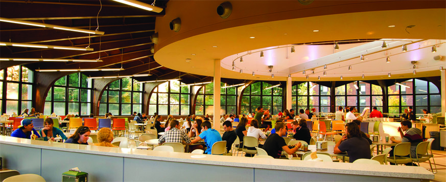 Students eating in the Dickerman Dining Center
