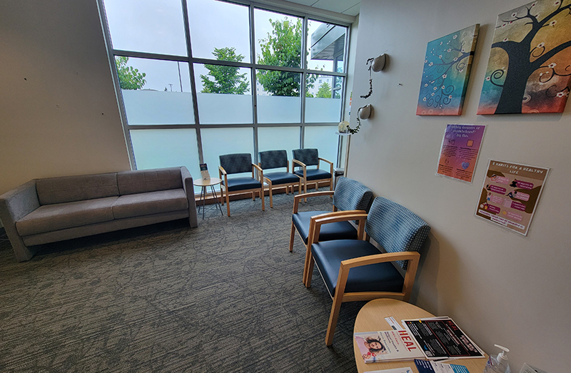 Student waiting in the Student Wellness Center